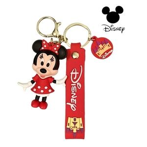 Disney Keychain Minnie Mouse Cartoon Silicone Pendant Keyring 3D Key Ring NEW